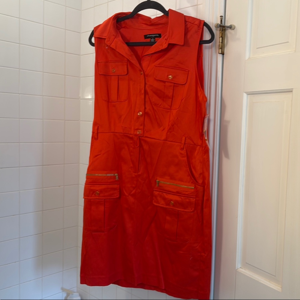 Sharagano 14 NWT Bright Orange Sleeveless Dress